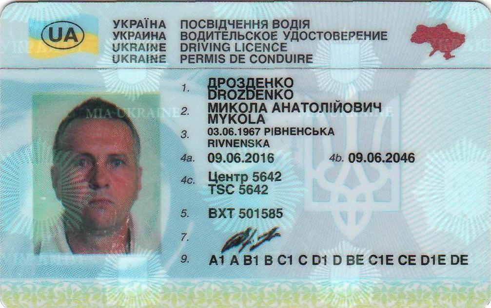 Украинские водительское